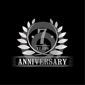 7 years anniversary celebration logo. 7th anniversary luxury design template. Vector and illustration.