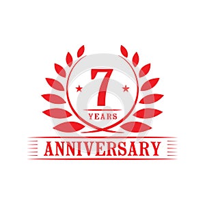 7 years anniversary celebration logo. 7th anniversary luxury design template. Vector and illustration.