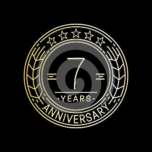 7 years anniversary celebration logo template. 7th line art vector and illustration.