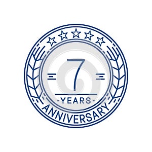 7 years anniversary celebration logo template. 7th line art vector and illustration.