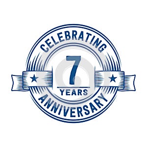 7 years anniversary celebration logotype. 7th years logo. Vector and illustration.