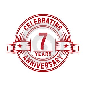 7 years anniversary celebration logotype. 7th years logo. Vector and illustration.