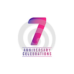 7 Years Anniversary Celebrations Vector Template Design Illustration