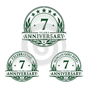 7 years anniversary design template. Anniversary vector and illustration. 7th logo.