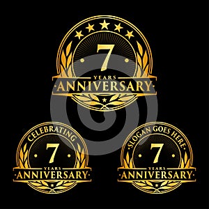 7 years anniversary design template. Anniversary vector and illustration. 7th logo.