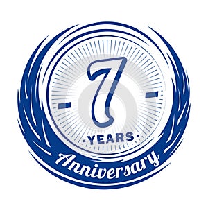 7 years anniversary. Elegant anniversary design. 7th logo.