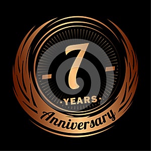 7 years anniversary. Elegant anniversary design. 7th logo.