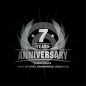 7 years anniversary. Elegant anniversary design. 7th years logo.