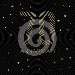 70 anniversary emblem. Celebration label. Vector dark color illustration