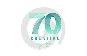 70 green pastel gradient number numeral digit logo icon design