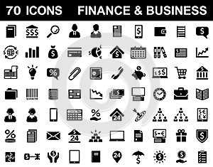 70 icons. Financial, banking, office and business icon set