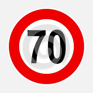 70 max speed limit redroad sign