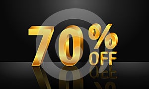 70% off 3d gold on dark black background, Special Offer 70% off, Sales Up to 70 Percent, big deals, perfect for flyers, banners, a