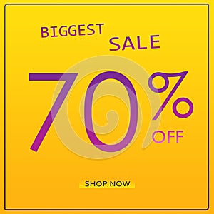 70% Off Biggest Sale Offer Elegant Modern Clean Banner Design Template WIth Shop Now Button