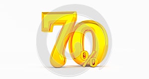 70% off. Fifty-fifty. Gold fifty percent. gold fifty percent on white background.