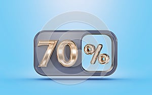 70 percent discount offer with golden metallic look blue background