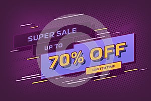 70 seventy Percent off super sale shopping halftone. poster frame