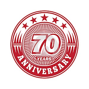 70 years anniversary celebration. 70th anniversary logo design. Seventy years logo.