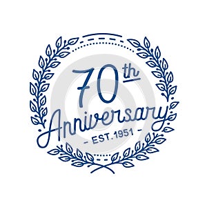 70 years anniversary celebration with laurel wreath. 70th anniversary logo.