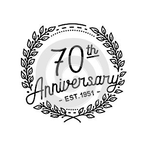 70 years anniversary celebration with laurel wreath. 70th anniversary logo.