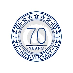 70 years anniversary celebration logo template. 70th line art vector and illustration.