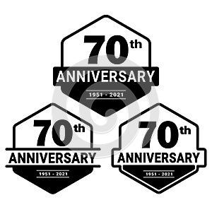 70 years anniversary celebration logotype. 70th anniversary logo collection. Set of anniversary design template.