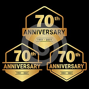 70 years anniversary celebration logotype. 70th anniversary logo collection. Set of anniversary design template.