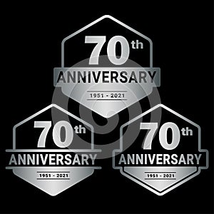 70 years anniversary celebration logotype. 70th anniversary logo collection. Set of anniversary design template.