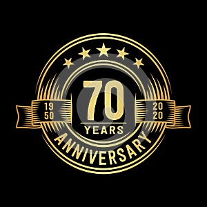 70 years anniversary celebration logotype. 70th years logo. Vector and illustration.