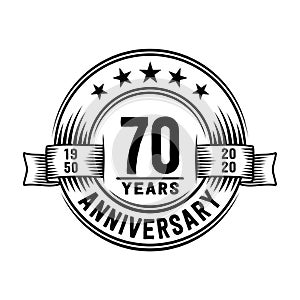 70 years anniversary celebration logotype. 70th years logo. Vector and illustration.