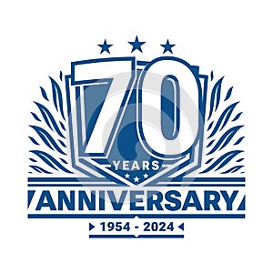 70 years anniversary celebration shield design template. 70th anniversary logo. Vector and illustration.
