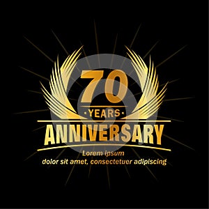 70 years anniversary. Elegant anniversary design. 70th years logo.