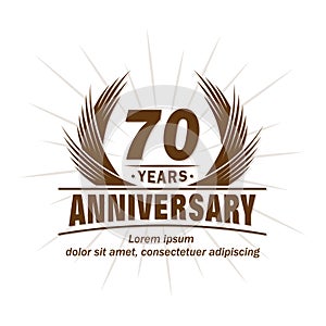 70 years anniversary. Elegant anniversary design. 70th years logo.
