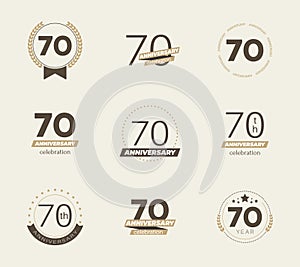 70 years anniversary logo set. 70th anniversary icons.