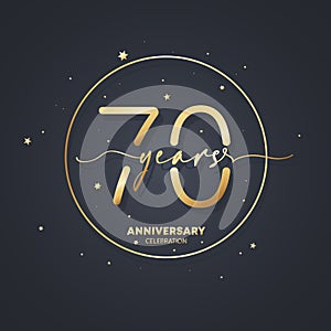 70 years anniversary logo template. 70th birthday, wedding anniversary icon. Trendy symbol image. Vector EPS 10. Isolated on