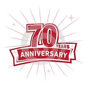 70 years celebrating anniversary design template. 70th anniversary logo. Vector and illustration.