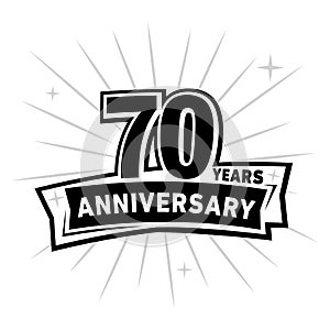 70 years celebrating anniversary design template. 70th anniversary logo. Vector and illustration.