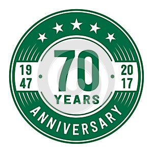 70 years celebrating anniversary design template. 70th anniversary logo. Vector and illustration.