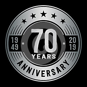 70 years celebrating anniversary design template. 70th anniversary logo. Vector and illustration.