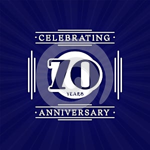 70 years celebrating anniversary design template. 70th logo. Vector and illustration.