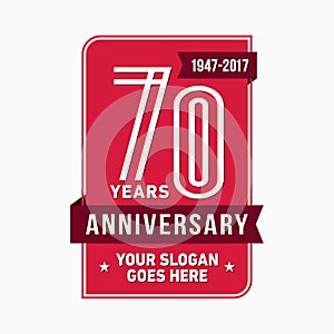 70 years celebrating anniversary design template. 70th logo. Vector and illustration.