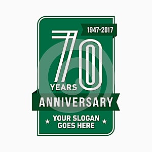 70 years celebrating anniversary design template. 70th logo. Vector and illustration.