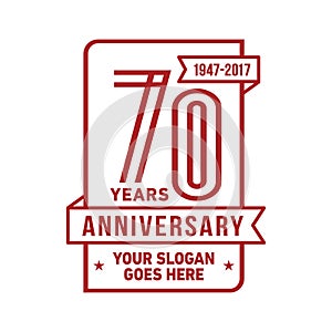 70 years celebrating anniversary design template. 70th logo. Vector and illustration.