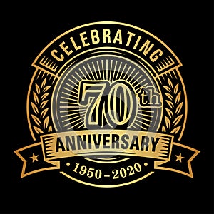 70 years of celebrations design template. 70th logo. Vector and illustrations.