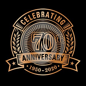 70 years of celebrations design template. 70th logo. Vector and illustrations.