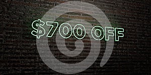 $700 OFF -Realistic Neon Sign on Brick Wall background - 3D rendered royalty free stock image