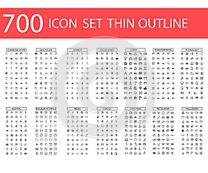 700 Vector illustration of thin line icons for business