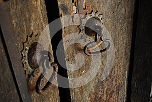 700 year old Door and Handle in Ambekka Devalaya kandy Sri Lanka