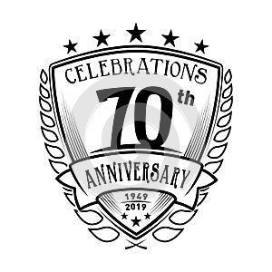 70th shield anniversary logo. 70th vector and illustration.