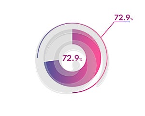 72.9 Percentage circle diagrams Infographics vector, circle diagram business illustration, Designing the 72.9 Segment in the Pie